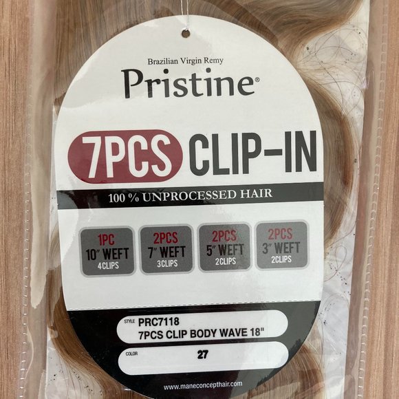 18" Clip-in Human Hair Extensions-Pristine Mane Concept, 7pcs strawberry blonde - Picture 2 of 8